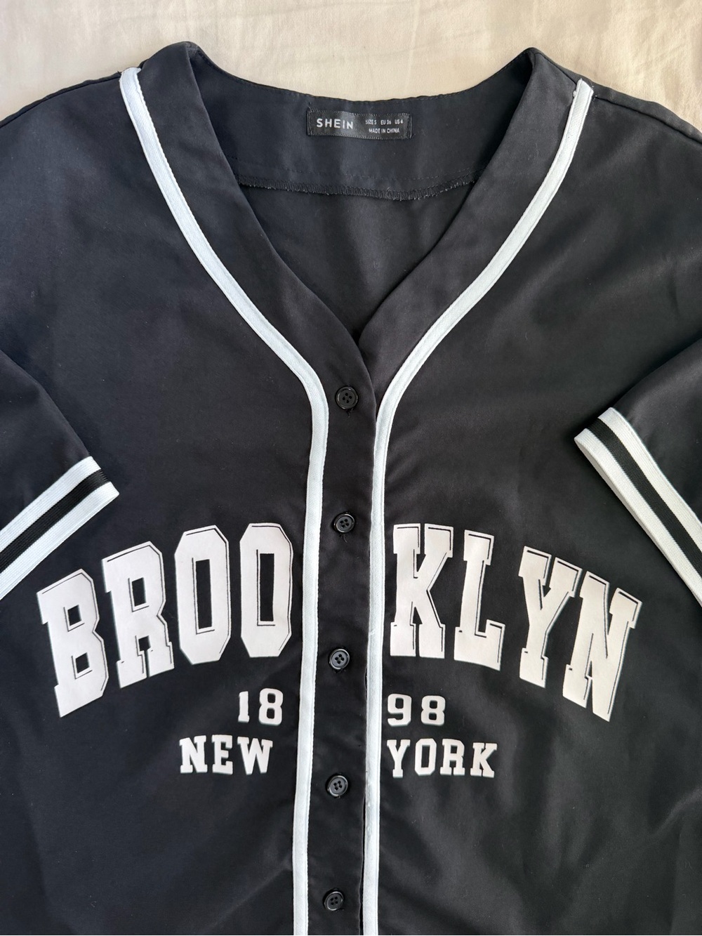 Black & White Brooklyn Baseball Jersey - Picture 2 of 3